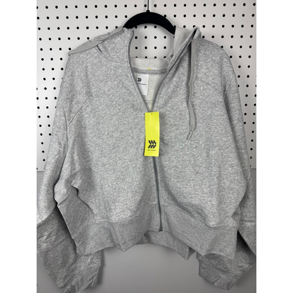 All in Motion Active Full Zip Hoodie Heathered Gray 2X‎ Cropped Sweatshirt